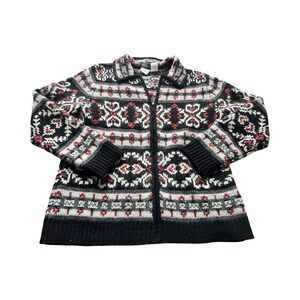 Snowflake Women's S Nordic Fair Isle Lambswool Angora Jacket Cardigan Sweater